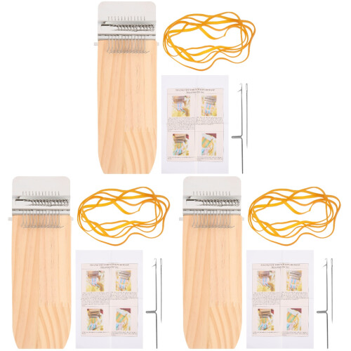 3Sets Handheld Wood Loom for DIY Clothes Mending Weaving Tool 1