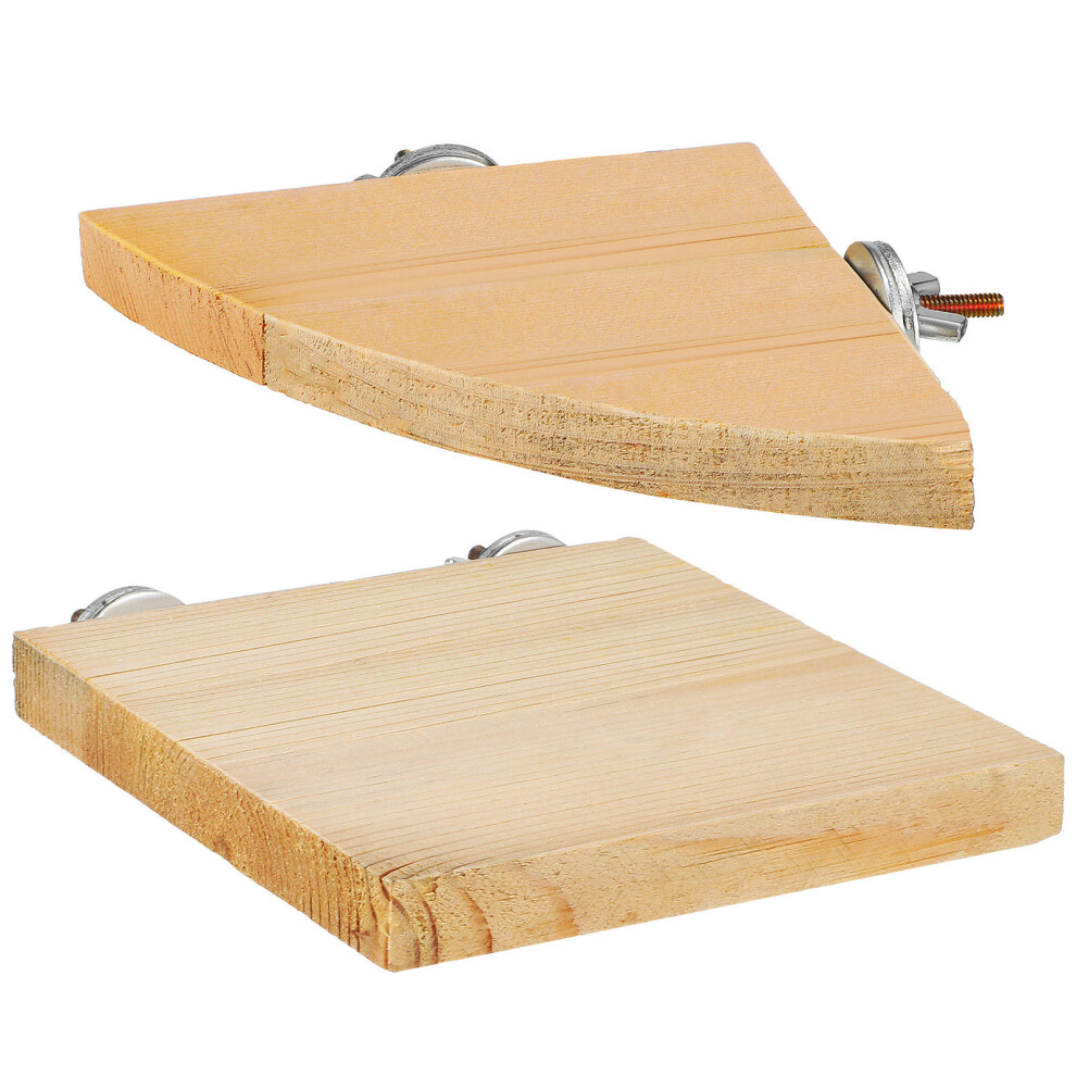 Villcase 4Pcs Wooden Bird Perches Flat Stands Khaki For Parakeets Cockatiels