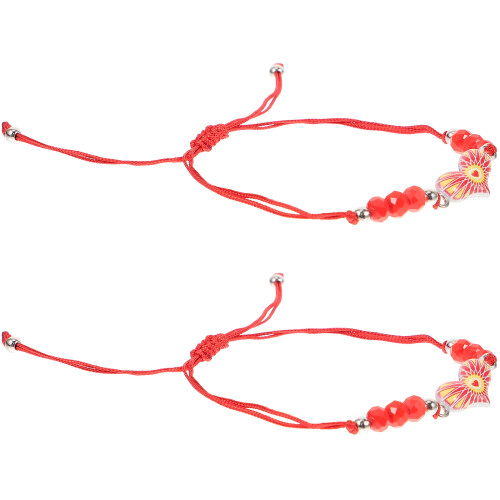 6Pcs Red Beaded Evil Eye Bracelets Creative Woven Wrist Accessories 2