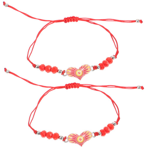 6Pcs Red Beaded Evil Eye Bracelets Creative Woven Wrist Accessories 1