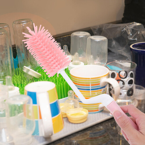 3Sets Durable Light Grey Silicone Bottle Cleaner Brush for Home Use 2