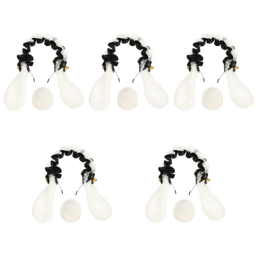 5Sets Black Rabbit Tail and Ear Costume Accessory Durable Party Props 1