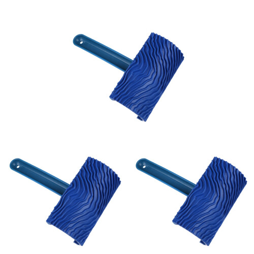 3Pcs Wood Graining Tool Blue Plastic Long Handle for DIY Wall Painting 1