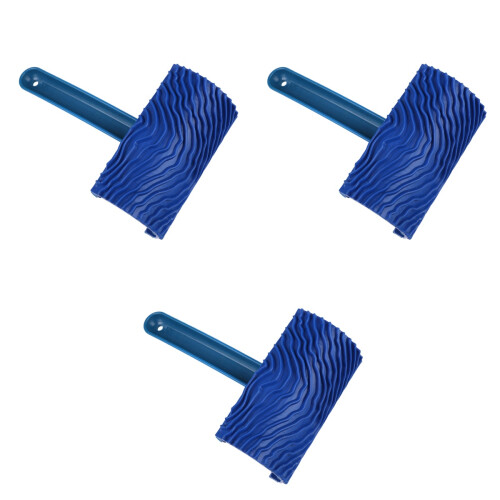 3Pcs Wood Graining Tool Blue Plastic Long Handle for DIY Wall Painting 2