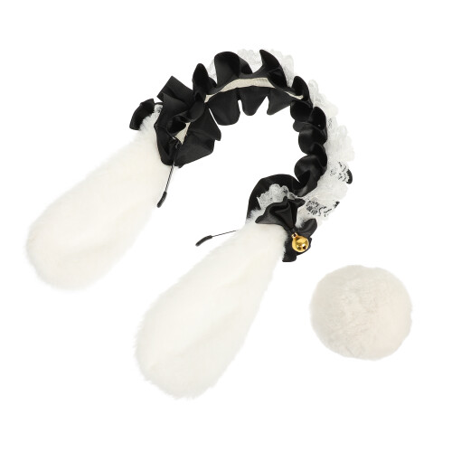 5Sets Black Rabbit Tail and Ear Costume Accessory Durable Party Props
