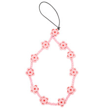 5Pcs Pink Phone Wristlet Strap Beaded Keychain Lanyard for Decoration