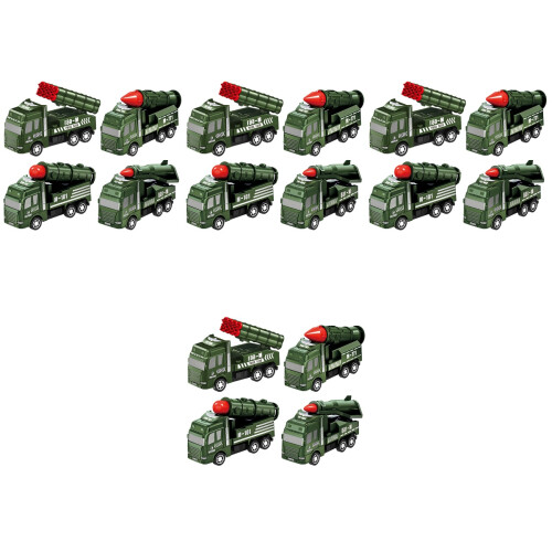 16Pcs Dark Green Miniature Pull Back Car Toys Plastic Kids Playthings 2