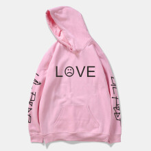 (Rose,M=US XS)Lil Peep Love Sweatshirt Pullover Hip Hop Sad Face Women Men Rapper New Hoodies