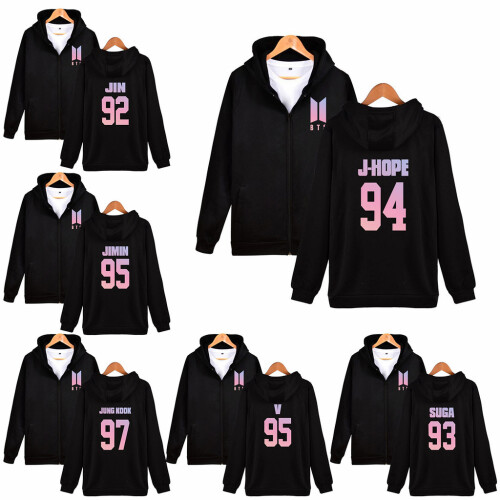 (Suga Black,L)Abrigo Sudadera con Capucha Manga Larga Estampado Bts Moda Regalos Ropa 2
