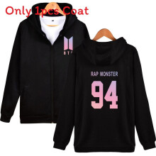(Rap Monster Black,2XL)BTS Muster Druck Langarm Kapuzen Sweatshirt Mantel Mode Geschenke Kleidung