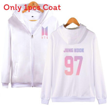 (Junk Kook White,XL)BTS Muster Druck Langarm Kapuzen Sweatshirt Mantel Mode Geschenke Kleidung