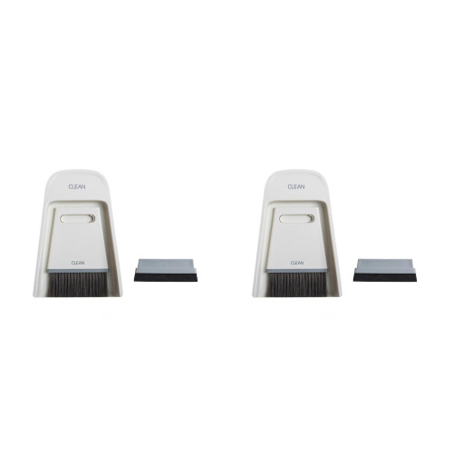 2Sets Compact White Desktop Broom and Dustpan Set for Household Use 2