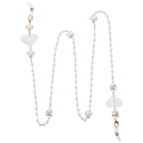 4Pcs Multi Acrylic Pearl Heart Glasses Chain Adjustable Eyeglass Strap 2