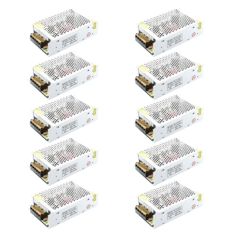 10X AC 110/220V 24VDC 3A 72W Transformateur D'Alimentation pour LED