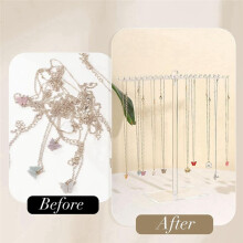 Acrylic Necklace Organizer, Clear Necklace Holder Stand, Jewelry Organizer Display Hanger Rack with Bilateral Hooks