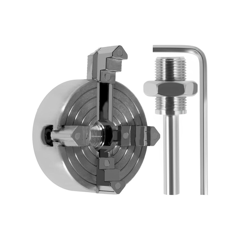 4 Jaw Lathe Chuck,Zinc Alloy Lathe Chuck Set With Wrench And Connecting Rod,Sturdy,For Woodworking Lathes 4713058947000