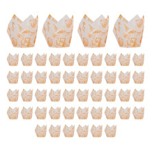 50 Pièces Style Journal Cupcake Liner Tasse de Cuisson pour Fête de Mariage Tulipe Muffin Cupcake Papier Tasse Résistant à L'Huile Gâteau F