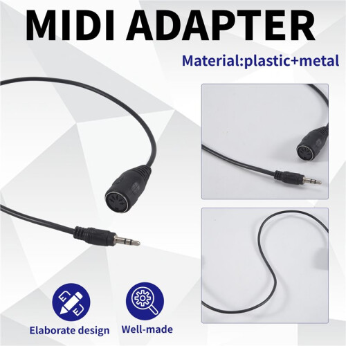 2 Pacotes de Adaptador MIDI Tipo A para 3,5 mm Cabo de 20 Polegadas, Linha de Áudio 2