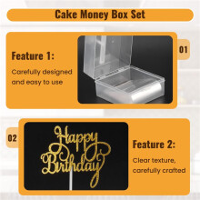 Juego de Hucha para Tartas, Molde para Hacer Tartas con Dinero, Hucha para Cajero AutomáTico con DecoracióN para Tarta de Feliz CumpleañOs con