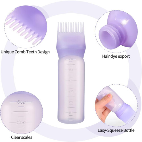 3PCS Root Comb Applicator Bottle 6oz with Graduated Scale for Precise Root Coverage, 3 Colors 1