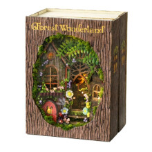 DIY Book Nook Kit with 3D Puzzle Model Building Wooden Bookshelf Bookend Toy Halloween Christmas Birthday Gift -109