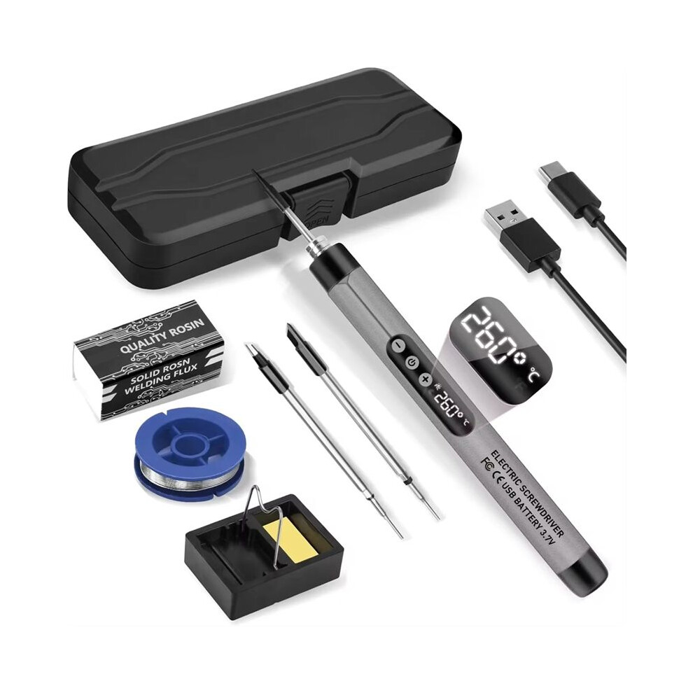 Cordless Soldering Iron Kit Usb Portable Soldering Iron With Lcd Adjustable Temperature Soldering Kit Gray 4712427781368