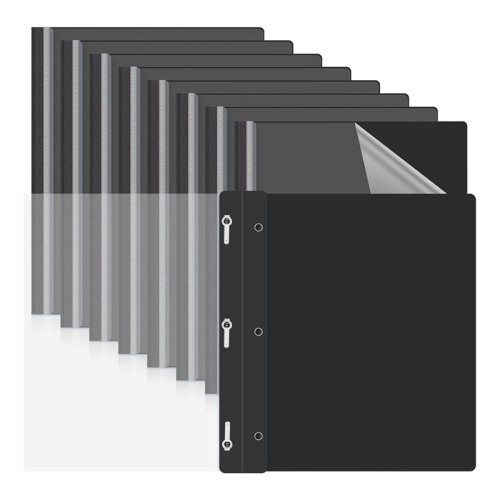 10 Pack Report Covers with 3 Prongs Fasteners,Presentation Folders, Plastic Report Folder with Black Back Covers 1
