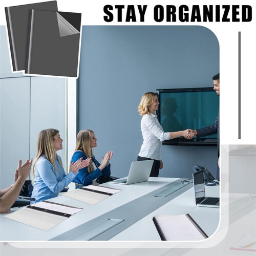10 Pack Report Covers with 3 Prongs Fasteners,Presentation Folders, Plastic Report Folder with Black Back Covers 2