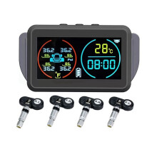 TPMS Auto Reifendrucküberwachungssystem Alarm Reifen Luftdruckmesser Messgerät Temperatur Warnung 4 Sensoren Intern