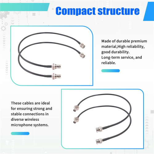 Wireless Microphone Antenna Extension Cable 2ft with BNC Connector, 2-Pack for Rack Mount Systems 2