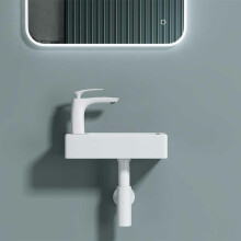 White Ceramic Wall Hung Cloakroom Basin Compact Left Hand