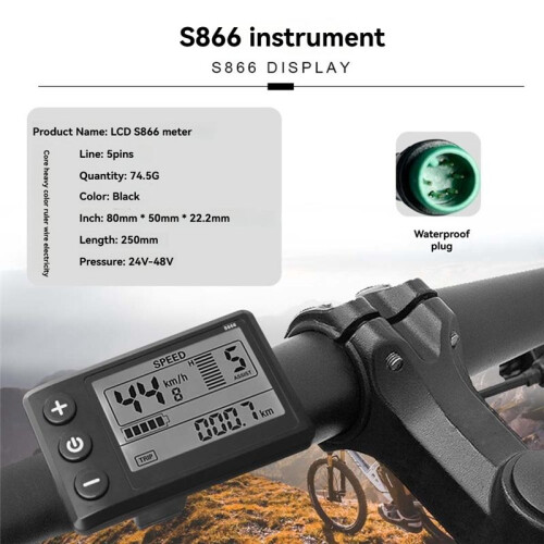 Three Mode Ebike Sine Wave Controller 24V/36V/48V 17A with S866 LCD Display Waterproof Connector for 350W Ebike 2