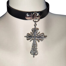 Collier ras du cou croix Sexy Y2K, imprimé léopard, ras-Style 3