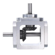 Gear-Box 90 Degree Right Angle Bevel Gear-Box 1:1 Single Output Shaft 1 Module 20 Teeth Bevel Gear Aluminum Frame