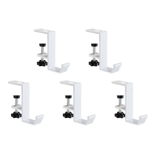 5 Pcs Single-Layer Locking Table Hook Student Bag Hook Office Desk Mobile Bag Hook Desk Side Table Hook White 1