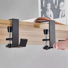 5 Pcs Single-Layer Locking Table Hook Student Bag Hook Office Desk Mobile Bag Hook Desk Side Table Hook White