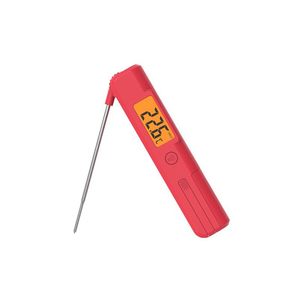 Red Foldable Digital Display Meat Thermometer With Probe For Cooking Bbq Oven Frying Meat Kitchen Lcd Display Thermome