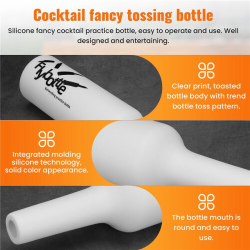 White Flair Bartender Bartending Practice Silicone Bar Pub Bottle Wine Cocktail Shaker 2