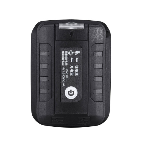 Adapter LED Lamp Flashlight USB Mobile Phone Charger for 18V Li-Ion Battery Black