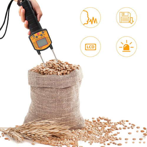 Grain Moisture Meter with LCD Backlit Display for Wheat Corn Rice Soybeans and Barley Feed 1