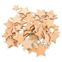 600Pièces Étoiles Bois Découpées Décorations Festives Beige