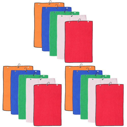 15Pièces Serviettes De Golf Avec Boucle Assorties 2