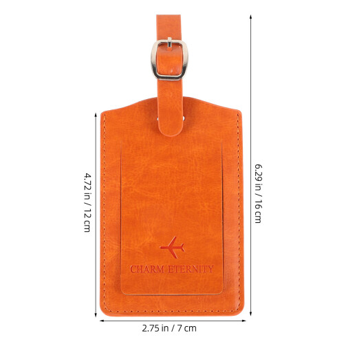 12Pièces Tags De En Cuir Orange Résistants Pour Voyage 1
