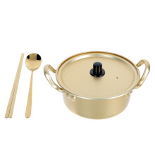 3Sets Golden Aluminum Korean Ramen Pot Double Ears Non-Stick Stockpot