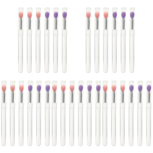 30Pcs Lightweight Silicone Lip and Eyeshadow Brush Set with Caps 1
