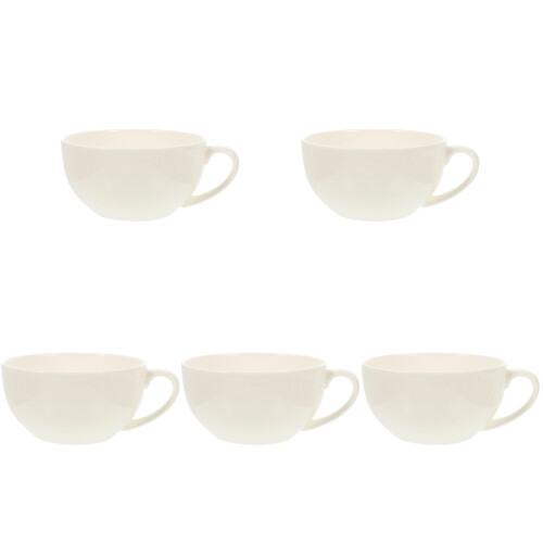 5Pcs White Ceramic Leakproof Breakfast Bowl Large Soup and Milk Cup 2