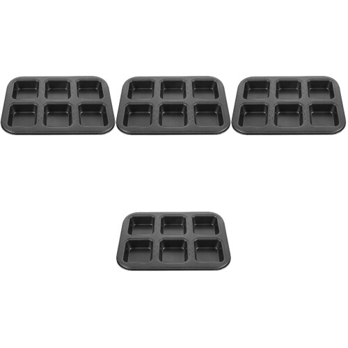 4Pcs Non-Stick Black Square Muffin Pan Mini Loaf Baking Mold for Cake 2