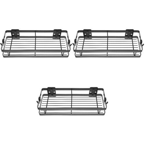 3Sets Black Shampoo Rack Wall-Mounted Storage Bracket for Bathroom 2