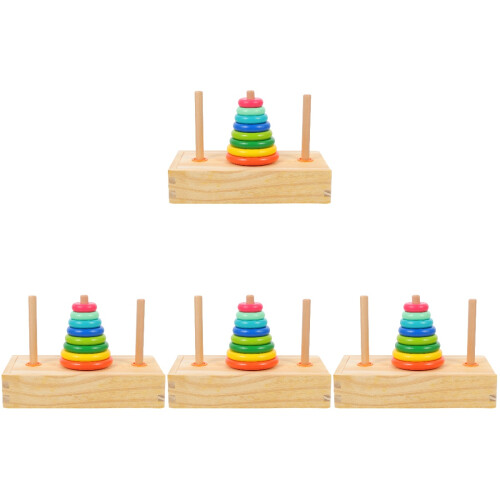 4Sets Creative Stackable Rings Wooden Toy Assorted Colors for Toddlers 1