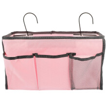 3Pcs Bedside Storage Pocket Pink Oxford Cloth Hanging Bag